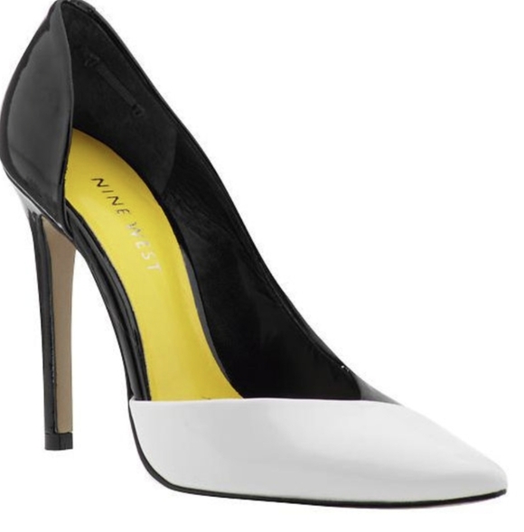 Nine West White and Black Patent Vegan Leather Stiletto Pumps Size 7 - Picture 3 of 14